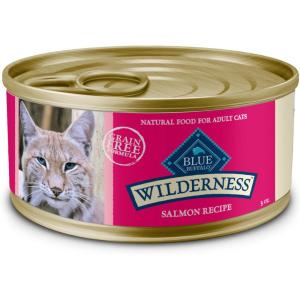 imageBlue Buffalo Wilderness Natural Wet Cat Food Pat HighProtein ampamp GrainFree Recipe Chicken 55oz Cans 24 CountSalmon