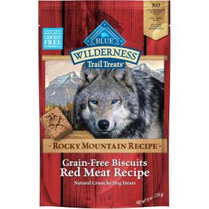 imageBlue Buffalo Wilderness Trail Treats Crunchy Dog Biscuits GrainFree and HighProtein Dog Treats Made with Natural Ingredients Salmon Recipe 24oz BagRed Meat