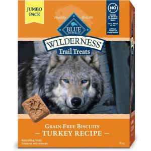 imageBlue Buffalo Wilderness Trail Treats Crunchy Dog Biscuits GrainFree and HighProtein Dog Treats Made with Natural Ingredients Salmon Recipe 24oz BagTurkey