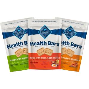 imageBlue Buffalo Health Bars Crunchy Dog Biscuits Variety Pack Bacon Egg ampamp Cheese Apple ampamp Yogurt Pumpkin ampamp Cinnamon 16oz BagsVariety Pack  3 Flavors