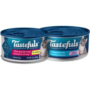 imageBlue Buffalo Tastefuls Natural Flaked and Tender Wet Cat Food Variety Bundle Fish ampamp Shrimp and Chicken