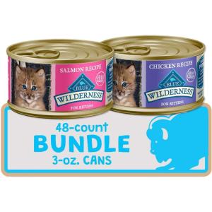 imageBlue Buffalo Wilderness High Protein Grain Free Natural Kitten Pate Wet Cat Food Chicken ampamp Salmon 3oz cans 48 Count  24 of Each FlavorVariety Pack Chicken  Salmon