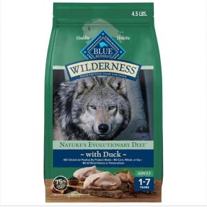 imageBlue Buffalo Wilderness Natural HighProtein Dry Food for Adult Dogs Chicken Recipe 28lb BagDuck plus Wholesome Grains