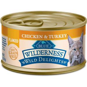 imageBlue Buffalo Wilderness Wild Delights Meaty Morsels Wet Cat Food HighProtein ampamp GrainFree Made with Natural Ingredients Chicken ampamp Turkey Recipe in Tasty Gravy 3oz Cans 24 CountChicken  Turkey