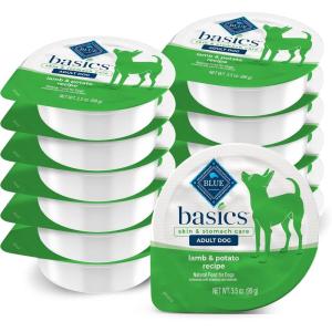 imageBlue Buffalo Basics GrainFree Wet Dog Food for Small Breed Adult Dogs Limited Ingredient Diet Turkey Recipe 35oz Cups 12 CountLamb