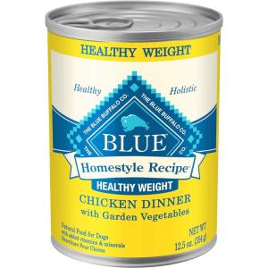 imageBlue Buffalo Homestyle Recipe Natural Adult Healthy Weight Wet Dog Food Chicken 125oz can Pack of 12Chicken