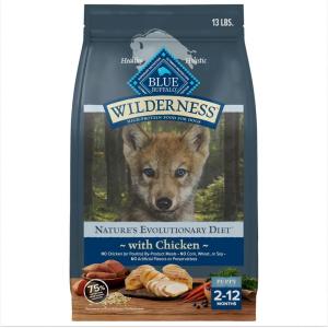 imageBlue Buffalo Wilderness HighProtein Rocky Mountain Recipe Dry Food for Puppies Red Meat ampamp Grains 45lb BagChicken plus Wholesome Grains