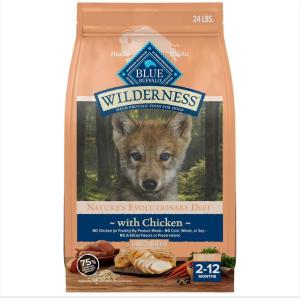 imageBlue Buffalo Wilderness Natural HighProtein Dry Food for Large Breed Puppies with Wholesome Grains Chicken 28lb bag24 Pound Pack of 1