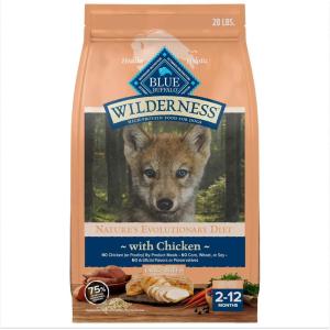 imageBlue Buffalo Wilderness Natural HighProtein Dry Food for Large Breed Puppies with Wholesome Grains Chicken 28lb bag28 Pound Pack of 1