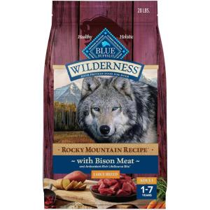 imageBlue Buffalo Wilderness Natural HighProtein Dry Food for Adult Dogs with Wholesome Grains Salmon 28lb bagBison with Grain