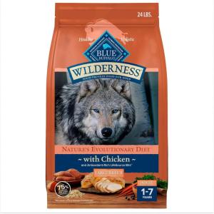 imageBlue Buffalo Wilderness Natural HighProtein Dry Food for Adult Dogs with Wholesome Grains Salmon 28lb bagChicken plus Wholesome Grains