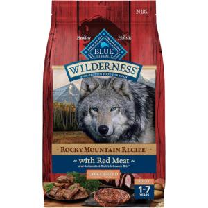 imageBlue Buffalo Wilderness Natural HighProtein Dry Food for Adult Dogs with Wholesome Grains Salmon 28lb bagRed Meat with Grain