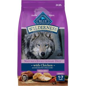 imageBlue Buffalo Wilderness Natural HighProtein SmallBite Dry Food for Adult Dogs WITH WHOLESOME GRAINS Chicken 28lb Bag24 Pound Pack of 1