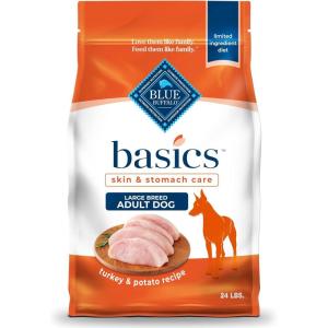 imageBlue Buffalo Basics GrainFree Large Breed Adult Dry Dog Food Skin ampamp Stomach Care Limited Ingredient Diet for Dogs Turkey Recipe 24lb BagTurkey  Potato