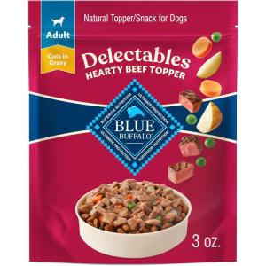 imageBlue Buffalo Delectables Natural Wet Dog Food Toppers Variety Pack Tasty Chicken ampamp Hearty Beef Cuts in Gravy 3oz 12 Pouches 6 of Each FlavorBeef