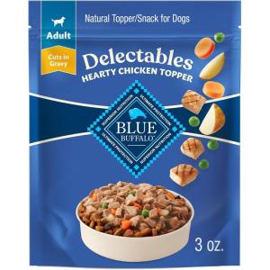 imageBlue Buffalo Delectables Natural Wet Dog Food Toppers Variety Pack Tasty Chicken ampamp Hearty Beef Cuts in Gravy 3oz 12 Pouches 6 of Each FlavorChicken