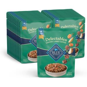 imageBlue Buffalo Delectables Natural Wet Dog Food Toppers Variety Pack Tasty Chicken ampamp Hearty Beef Cuts in Gravy 3oz 12 Pouches 6 of Each FlavorLamb
