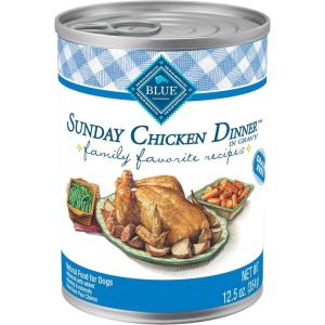 imageBlue Buffalo Family Favorites Adult Wet Dog Food Made with Natural Ingredients Sunday Chicken Dinner 125oz Can Pack of 12Sunday Chicken