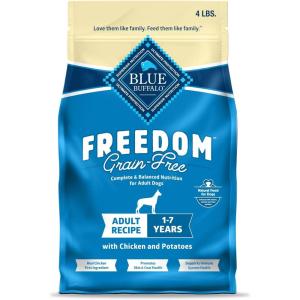 imageBlue Buffalo Freedom GrainFree Dry Dog Food Complete ampamp Balanced Nutrition for Adult Dogs Made in the USA With Natural Ingredients Chicken ampamp Potatoes 4lb BagChicken
