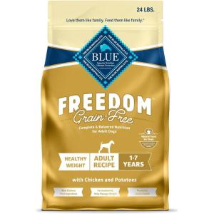 imageBlue Buffalo Freedom GrainFree Healthy Weight Dry Dog Food Complete ampamp Balanced Nutrition for Adult Dogs Made in the USA With Natural Ingredients Chicken ampamp Potatoes 24lb BagChicken