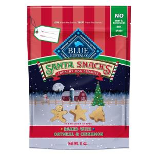 imageBlue Buffalo Santa Snacks Crunchy Dog Biscuits OvenBaked With Natural Ingredients Oatmeal ampamp Cinnamon 11oz BagSanta Snacks  Oatmeal  Cinnamon