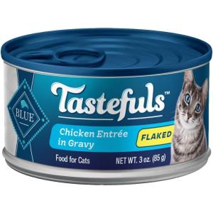imageBlue Buffalo Tastefuls Natural Flaked Wet Cat Food Chicken Entre in Gravy 3oz cans Pack of 24