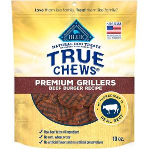 imageBlue Buffalo True Chews Dog Treats Made in the USA with Natural Ingredients Beef Burger Recipe 10oz BagBeef Burger