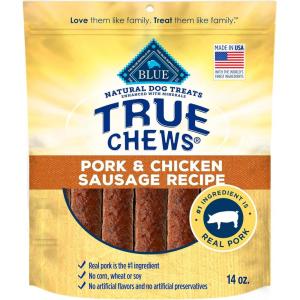 imageBlue Buffalo True Chews Dog Treats Made in the USA with Natural Ingredients Beef Burger Recipe 10oz BagPork  Chicken
