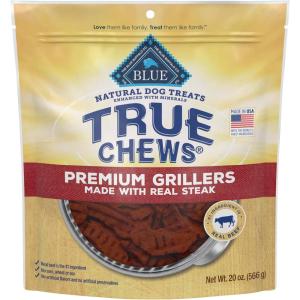 imageBlue Buffalo True Chews Premium Grillers Dog Treats Made in The USA with Natural Ingredients Steak 20oz BagSteak