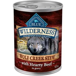 imageBlue Buffalo Wilderness Wolf Creek Stew Wet Dog Food HighProtein ampamp GrainFree Made with Natural Ingredients Hearty Beef in Gravy 125oz Cans 12 CountBeef Stew