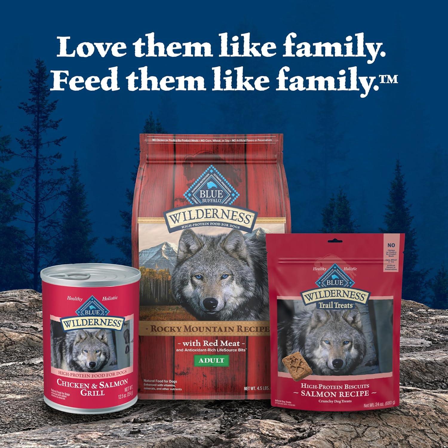 imageBlue Buffalo Wilderness Adult Wet Dog Food with Wholesome Grains Made with Natural Ingredients Beef ampamp Chicken Grill 125oz Can 12 CountBeef  Chicken