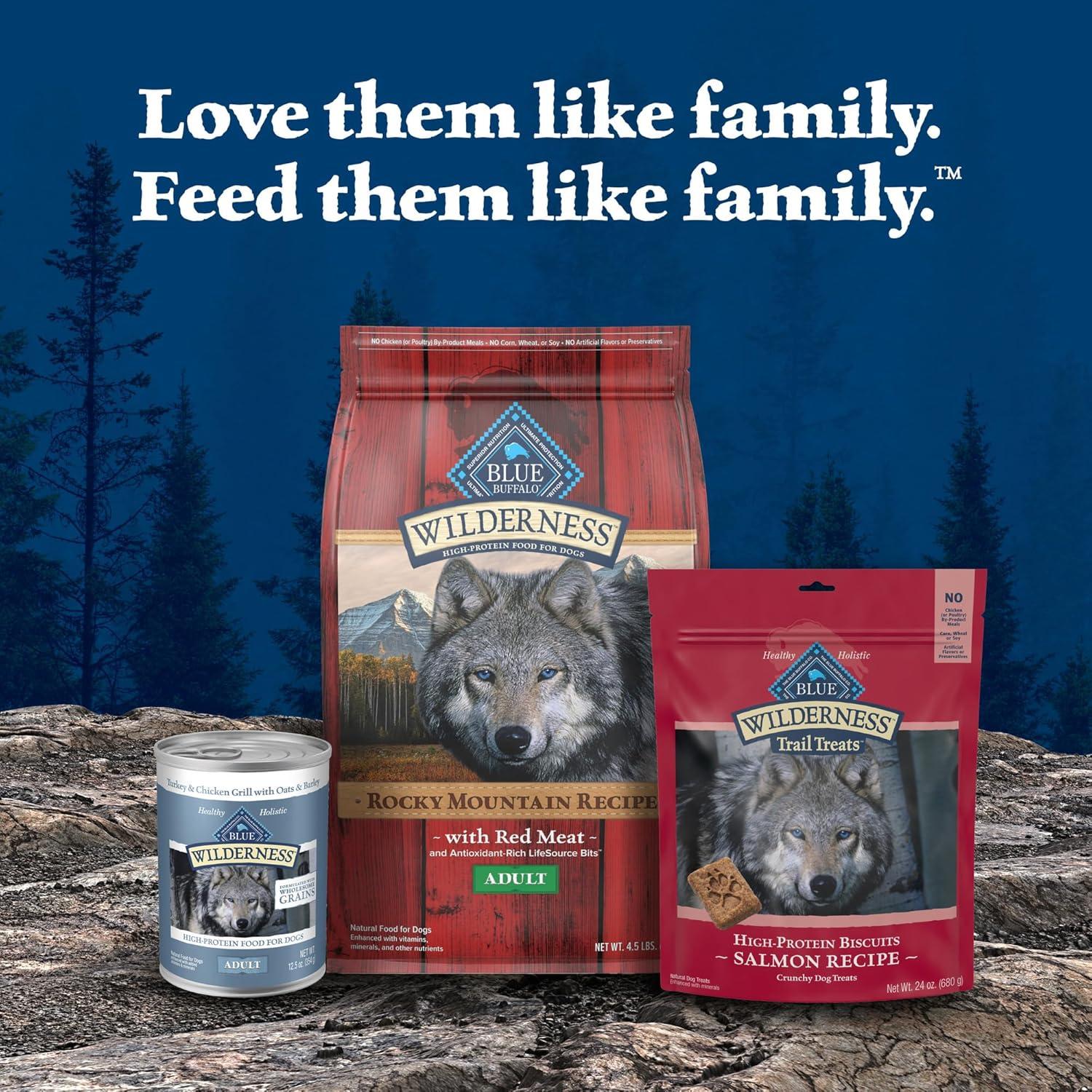 imageBlue Buffalo Wilderness Adult Wet Dog Food with Wholesome Grains Made with Natural Ingredients Beef ampamp Chicken Grill 125oz Can 12 CountTurkey  Chicken