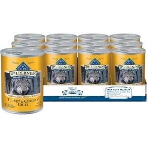 imageBlue Buffalo Wilderness Adult Wet Dog Food Healthy Weight HighProtein and GrainFree Turkey ampamp Chicken Recipe 125oz Can