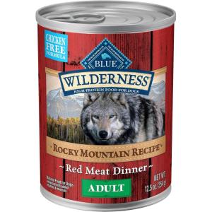 imageBlue Buffalo Wilderness Adult Wet Dog Food HighProtein and GrainFree Made with Natural Ingredients Rocky Mountain Recipe Red Meat Pat 125oz Can 12 count