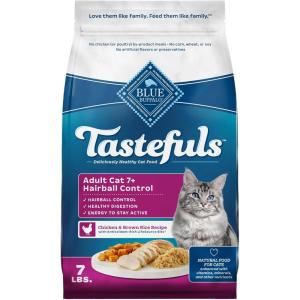 imageBlue Buffalo Tastefuls Natural Dry Food for Adult Cats 7 Hairball Control Chicken ampamp Brown Rice Recipe 7lb Bag