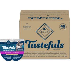 imageBlue Buffalo Tastefuls Savory Singles Natural Wet Cat Food in Gravy 26oz TwinPack Tray Salmon Entre 24 CountBeef