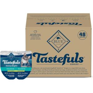 imageBlue Buffalo Tastefuls Savory Singles Natural Wet Cat Food in Gravy 26oz TwinPack Tray Salmon Entre 24 CountTuna