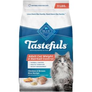 imageBlue Buffalo Tastefuls Weight ampamp Hairball Control Natural Dry Food for Adult Cats 3lb Bag3 Pound Pack of 1