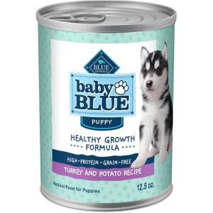 imageBlue Buffalo Baby BLUE Natural Puppy Wet Dog Food Healthy Growth Formula with DHA Chicken and Vegetable Recipe 125oz Cans 12 CountTurkey  Potato  Grain Free