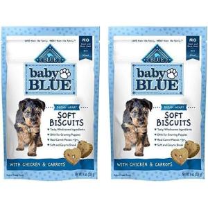 imageBlue Buffalo Baby BLUE Soft Biscuits with DHA Natural Dog Treats for Puppies Great for Training with Chicken ampamp Carrots 8oz Bag8 Ounce Pack of 2