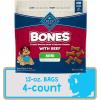 imageBlue Buffalo Bones Natural Crunchy Dog Treats Mini Dog Biscuits Beef 12oz Bag 4 CountMini Biscuits For Dogs 5 lbs Beef
