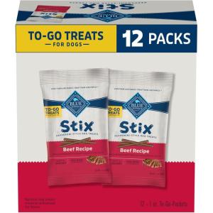 imageBlue Buffalo Stix Natural Soft Moist Dog Treats TOGO Beef Recipe 1oz Bags Pack of 12BLUE Stix  Beef