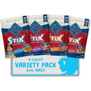 imageBlue Buffalo Stix Natural SoftMoist Dog Treats Beef Bacon Lamb and Chicken 6oz Variety Pack 4ctVariety Pack  4 Flavors