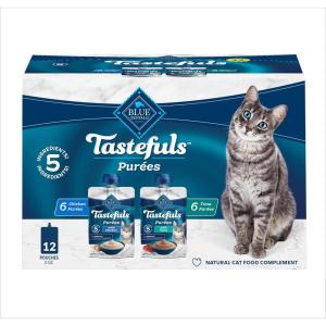 imageBlue Buffalo Tastefuls Pures with Salmon Natural Cat Food Complement Resealable Twist Cap Pouches 3oz 12 CountChicken  Tuna