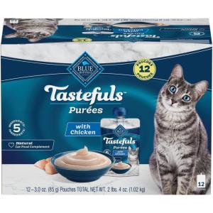 imageBlue Buffalo Tastefuls Pures with Salmon Natural Cat Food Complement Resealable Twist Cap Pouches 3oz 12 CountChicken