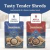 imageBlue Buffalo Tender Shreds Salmon ampamp Chicken Toppers in Savory Broth Natural Dog Food Complement Salmon ampamp Chicken 25oz Pouch 24CountChicken and Beef  Chicken