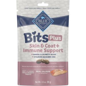 imageBlue Buffalo Blue Bits Plus Skin ampamp Coat and Immune Support Dog Treats Salmon 95oz BagSalmon