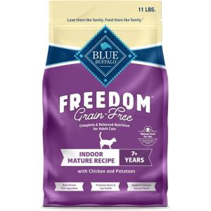 imageBlue Buffalo Freedom GrainFree Dry Cat Food for Mature Cats Complete ampamp Balanced Nutrition for Mature Cats Chicken Recipe 11lb Bag