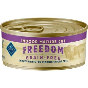 imageBlue Buffalo Freedom GrainFree Wet Cat Food Complete ampamp Balanced Nutrition for Mature Indoor Cats Made with Natural Ingredients Chicken Recipe 55oz Cans 24 Count