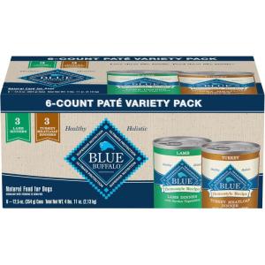imageBlue Buffalo Homestyle Recipe Adult Wet Dog Food Made with Natural Ingredients Turkey and Lamb Dinner Variety Pack 125oz Cans 6 Count 3 of EachLamb  Turkey